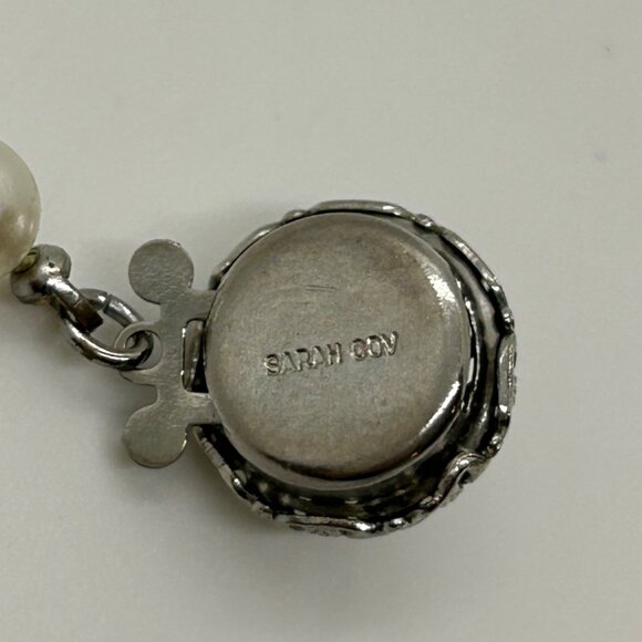 Vintage Sarah Coventry Faux Pearl Necklace, Floral Box ClaspTimeless 1960s - Picture 15 of 16